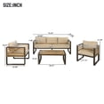 thumbnail image 2 of 4-Piece Outdoor Furniture Set, Large Metal Patio Conversation Set with Cushion & Acacia Wood Tabletop, Brown, 2 of 9