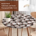 thumbnail image 4 of Baseball Round Tablecloth, Fitted Table Cover with Elastic for 36"-44" Round Tables, White Red Art Sport Table Cloth Outdoor Indoor Dinning Party Waterproof Tablecloths, 4 of 7