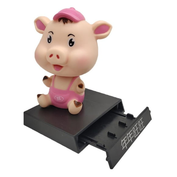 figatia Cute Bobblehead Pig Figure Doll for Car Dancer Decaration - Pink