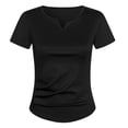 thumbnail image 2 of Women's V-Neck T-Shirt, Short Sleeve Casual Top, Soft Polyester Solid Color Blouse for Everyday Wear, 2 of 4