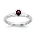 thumbnail image 1 of 925 Sterling Silver Stackable Expressions Low 4mm Round Rhodolite Garnet Ring Size: 5; for Adults and Teens; for Women and Men, 1 of 5