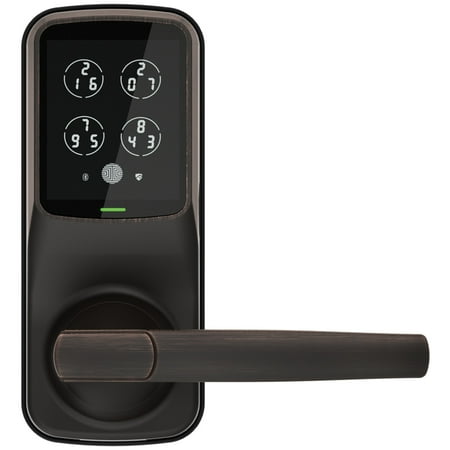 Lockly - Secure Plus Smart Lock Bluetooth Replacement Latch with Touchscreen/Fingerprint Sensor/Key Access/Auto Lock - Matte Black