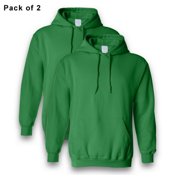 Gildan Men's Hooded Sweatshirt with Pocket, Heavy Blend 50/50 Cotton/Polyester - Irish Green, Pack 2 Size M | Comfortable Casual Hoodie, 8 oz
