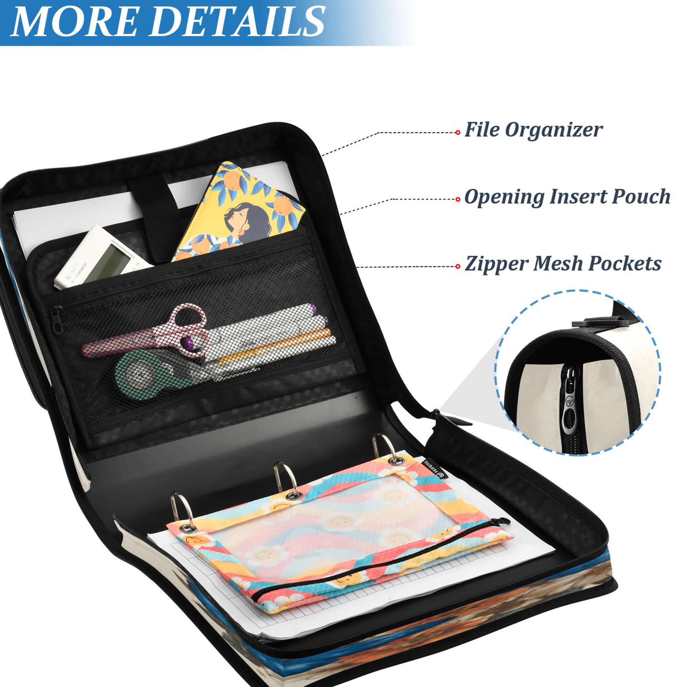 DIXRUYEE Zipper Binder trapper keeper Documents Organized Design Fly with Courage Printed