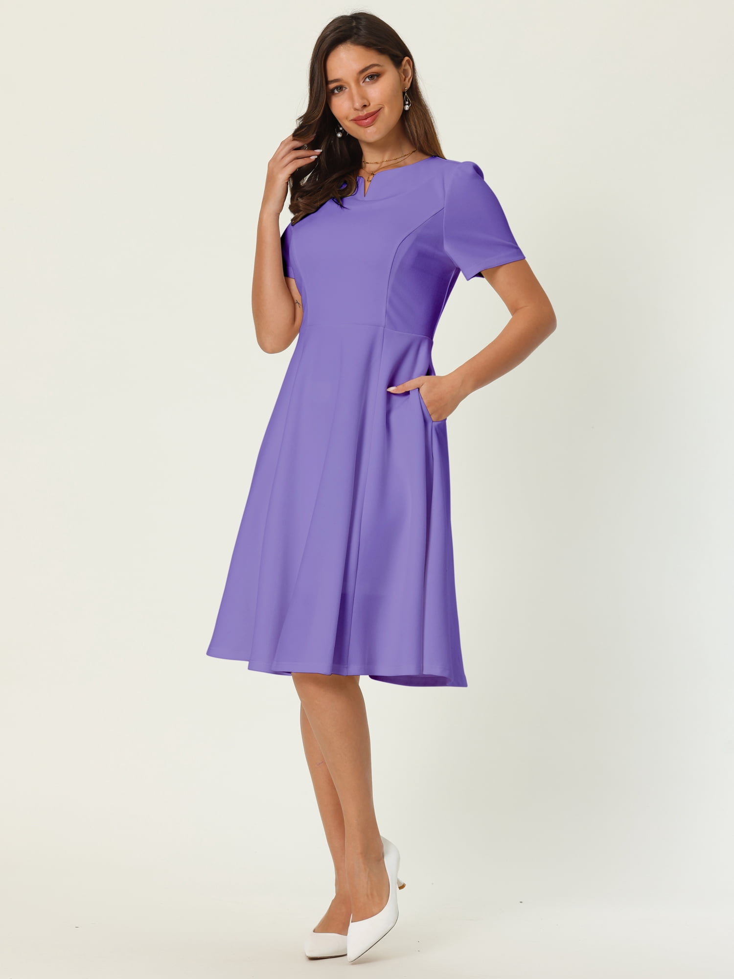 DARING DIVA A-Line Work Church Pockets Dress 2XL Blue Purple