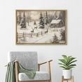 thumbnail image 5 of IDEA4WALL Framed Canvas Art Wall Decor Painting Cozy Cabin and Deer in Winter Forest Rustic Snowy Landscape Fine Art Vintage Retro Chic for Dorm Home Office - 16"x24" Natural, 5 of 5