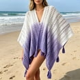 thumbnail image 2 of Women's Gradient Color Shawls and Wraps Open Front Poncho Cape with Fringes, Tassel Beach Cover Up, 2 of 6