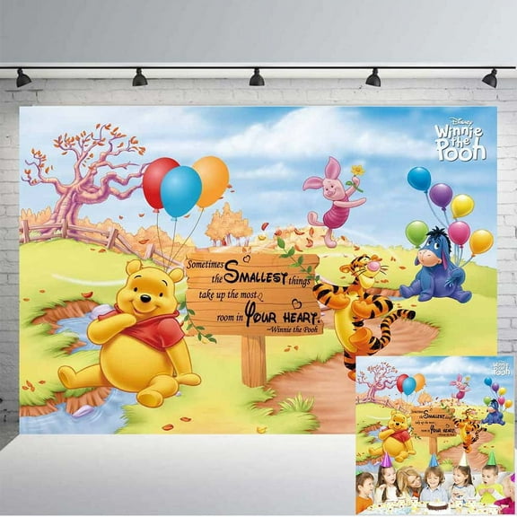 Winnie Backdrop Banner Party Supplies Poster Movie Theme Background for Photography Kids Birthday Decorations