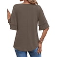 thumbnail image 5 of UVN Blouses for Women V Neck Half Bell Sleeve Shirts Summer Ladies Casual Flowy Tunic Tops, 5 of 9