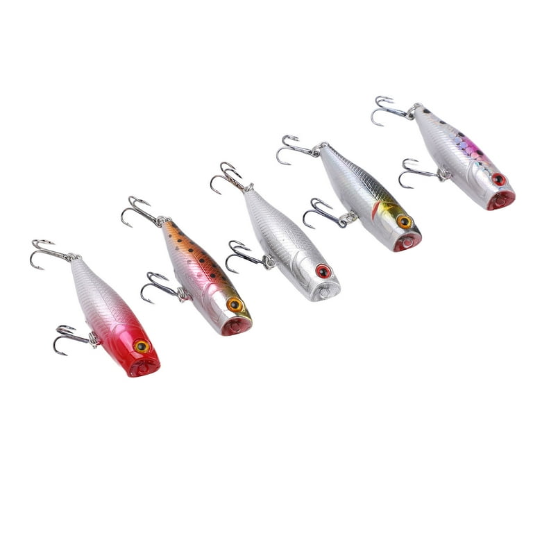 5pcs 4.5cm/3.5g Fishing Lures Bass Hard Baits Topwater Poppers Lures 3D  Eyes Lifelike Swimbaits for Freshwater Saltwater