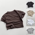 thumbnail image 4 of ShiShine Toddler Boy Girls Short Sleeve T Shirts Solid Color Crewneck Cotton Tee Tops Summer Casual Loose Blouses Summer Clothes Size 2-10T, 4 of 4