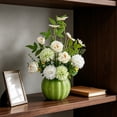 thumbnail image 4 of Pumpkin-Shaped Ceramic Vase with Handmade Silk Flower Arrangement for Living Room, Dining Table, and Home Decor Green, 4 of 5
