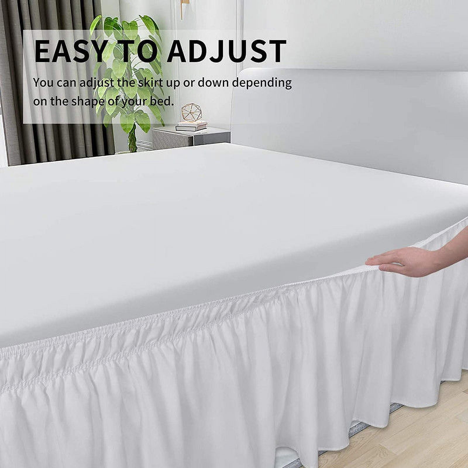 Easy Bedding Elastic Wrap Around Bed Skirt Dust Ruffle, 14-inch Drop, Smooth Soft Bed Frame Cover- Chocolate Twin