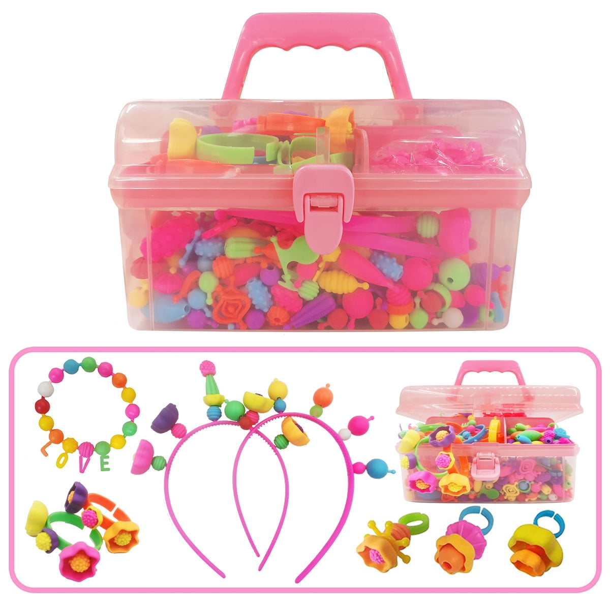 KidEwan Pop Beads, Jewelry Making Kit - Arts and Crafts for Girls Age 4, 5,  6, 7 Years Old, Kids Snap Beads Toys - Necklace, Bracelet, Ring Creative