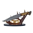 thumbnail image 7 of SZCO 15.25" Collector Knife, 9.25" Etched Stainless Steel Blade with Resin Display Stand, Decorative Stag Type Handle for Home and Office Decor, 7 of 7