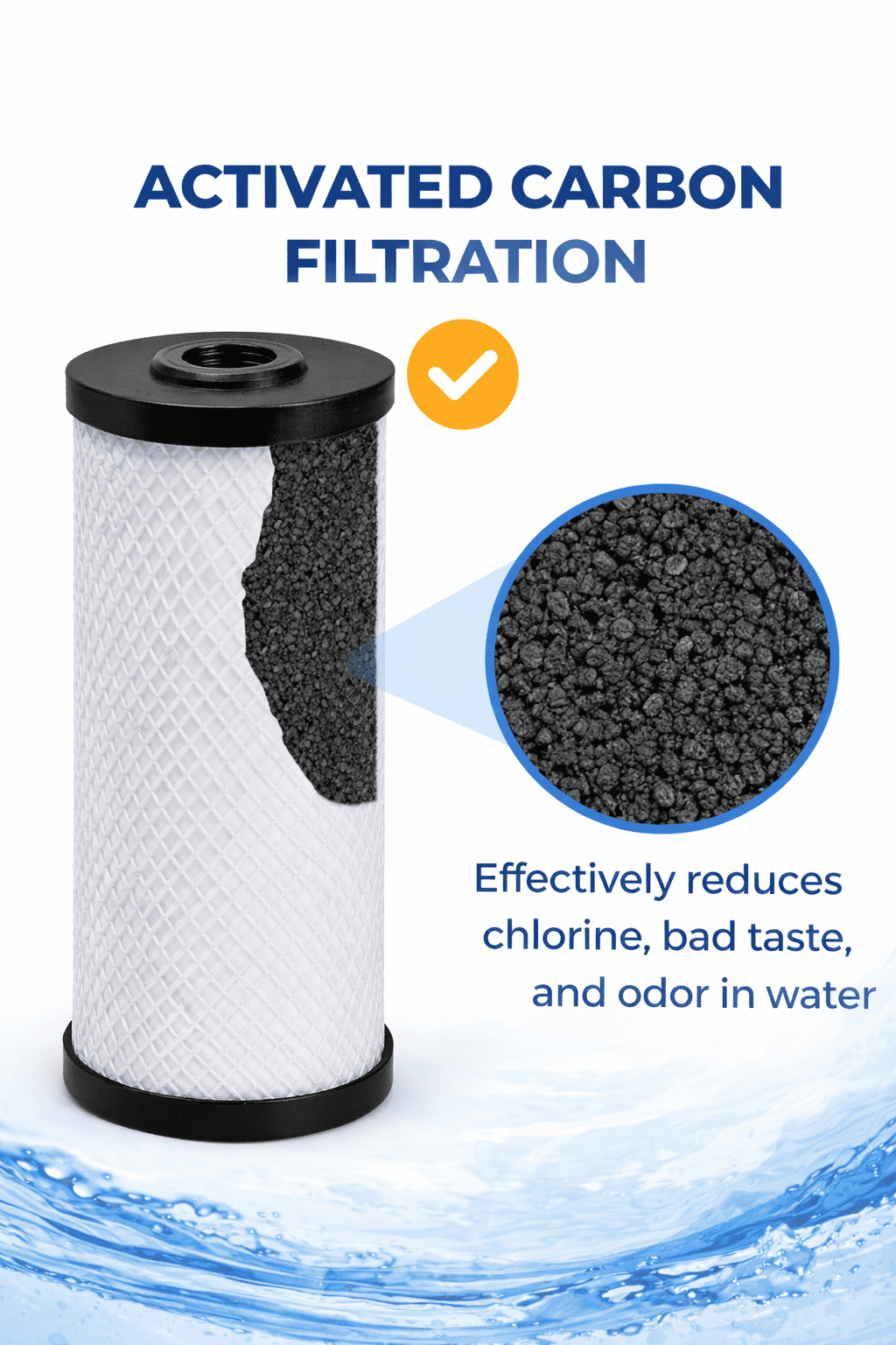 Sterling Water Treatment High Flow Carbon Block Filter Cartridge. 4.5inch x 10inch - CBJ1005