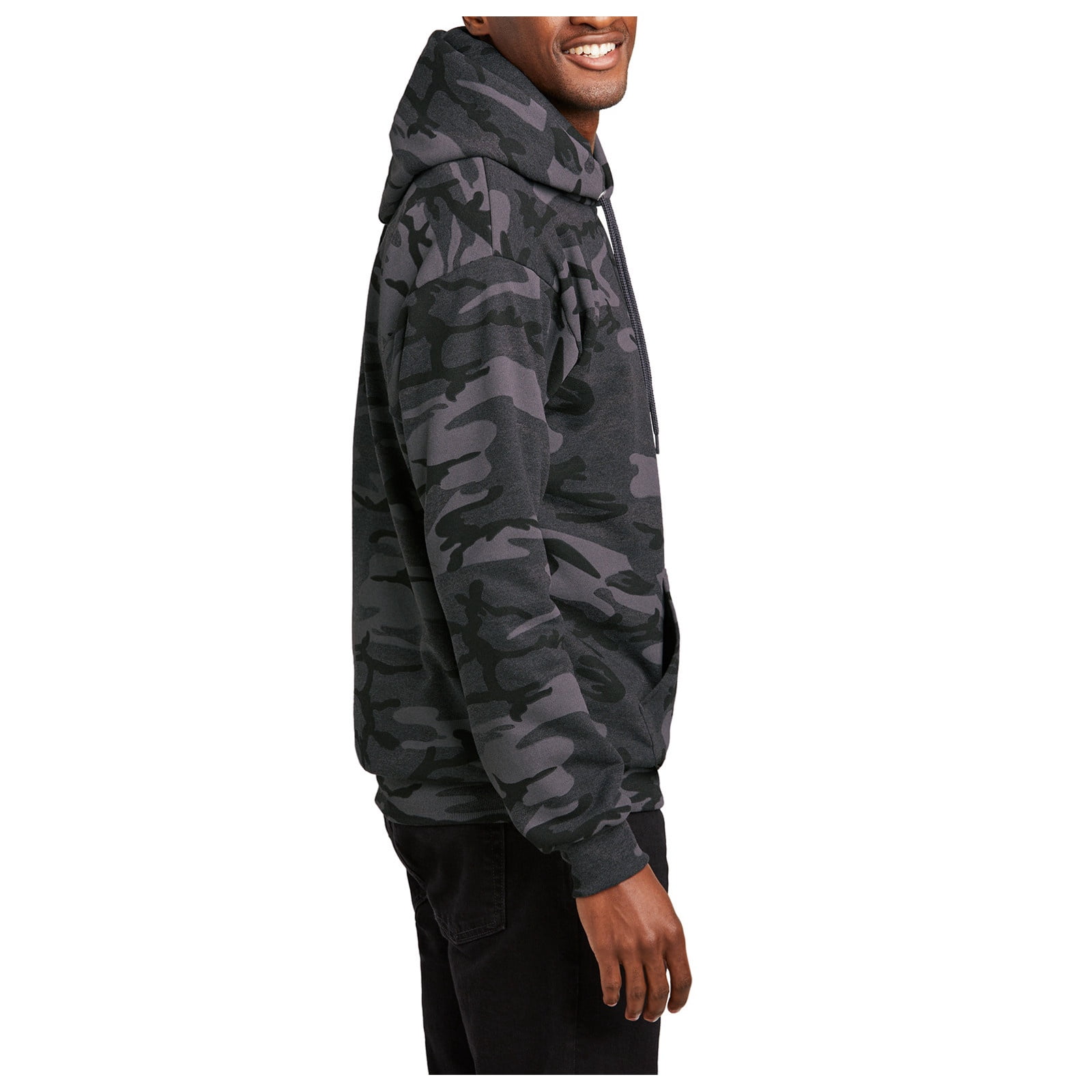 Mafoose Men's Core Fleece Classic Camo Pullover Hooded Sweatshirt Black Heather Camo S