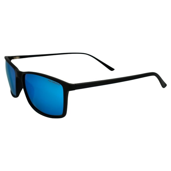 Epoch Eyewear Murphy Sport Cycle Sunglasses Black Frame with Polarized Blue Mirror Lens
