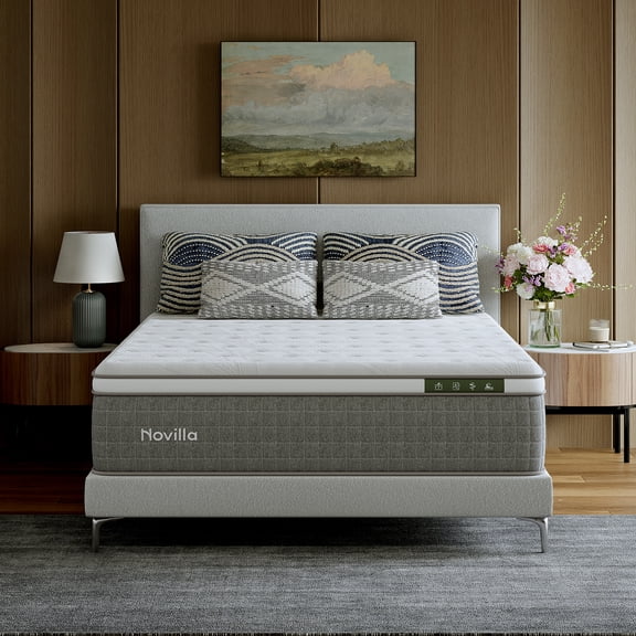 Novilla Vela 12 inch Queen Mattress, Hybrid Mattresses with Cooling Gel Memory Foam in a Box, Pressure Relief, CertiPUR-US Certified