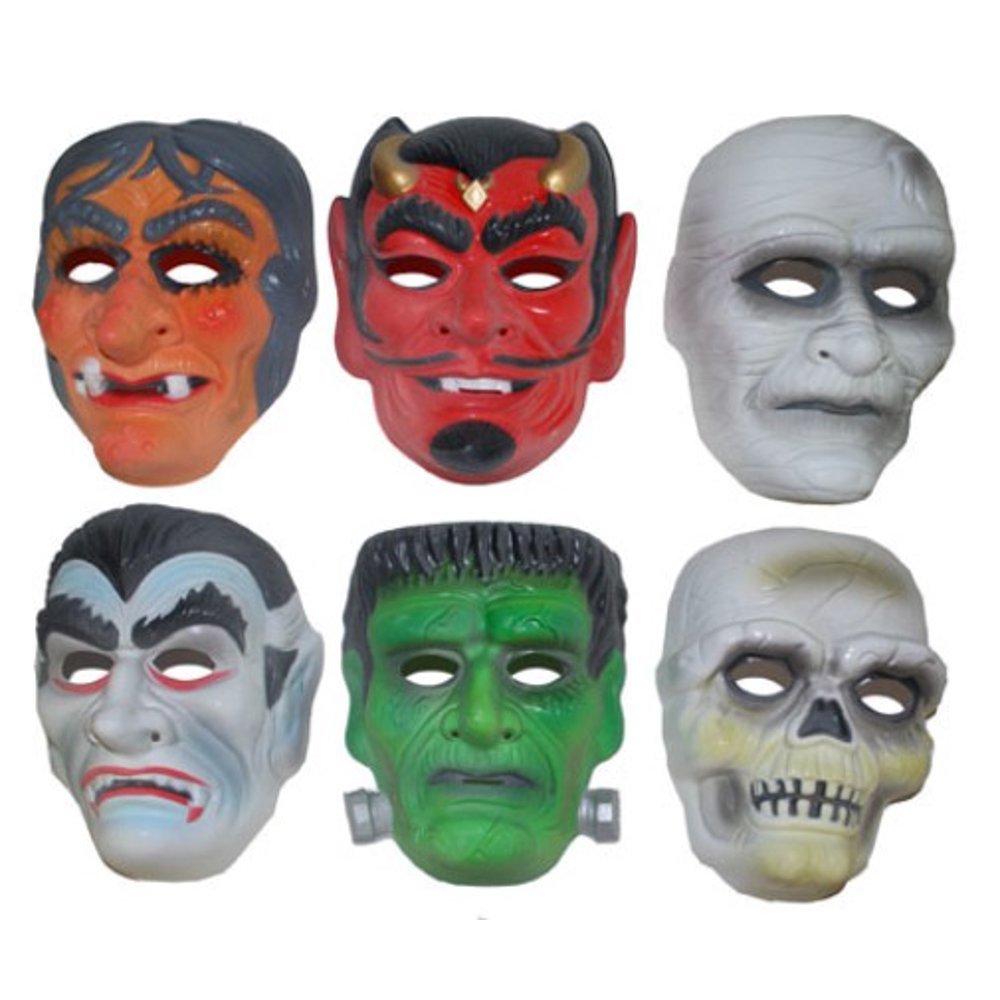 Set 6 Vintage Look Halloween Mask Dracula Mummy Frankenstein Costume ...