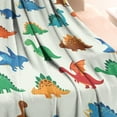 thumbnail image 3 of White Cartoon Dinosaurs Pattern Blanket,Comfortable Soft Flannel Throw Blanket,All Season,Warm Lightweight Blankets for Sofa Bed Couch Living Room Chair,30"x40", 3 of 4