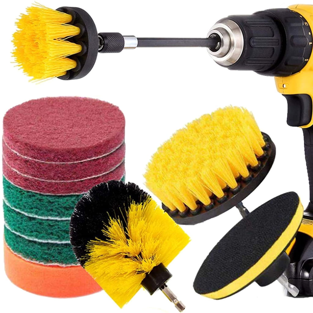 Drillbrush 3 Piece Outdoor Power Scrubber Kit | Red Stiff Bristle Brushes For Patio, Deck & Concrete - View #11