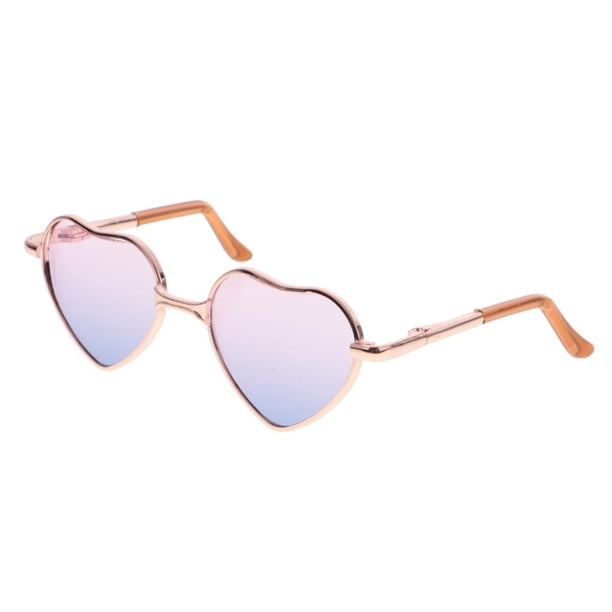 Marco de Corazón Gafas de de Moda para 1/6 Muñeca 12 Pulgada , Marco De Oro Rosa Azul Lente Baoblaze Gafas de sol de muñeca