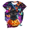 thumbnail image 2 of Haivin Halloween Printed Short Sleeve T-shirt for Women, Fun Graphic Design with Round Neck, Casual Comfort Fit for Halloween Festivities and Everyday Outfits, 2 of 5