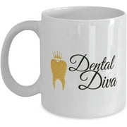 Dental Diva Mug Dentist Assistant Hygienist Funny Gag Pun Clever Coffee Tea Cup