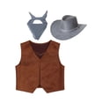 thumbnail image 3 of Haitryli Girls Boys Cowboy Costume Suede Vest Waistcoat with Hat Bandanna Kids Western Party Fancy Outfit Grey 10, 3 of 5