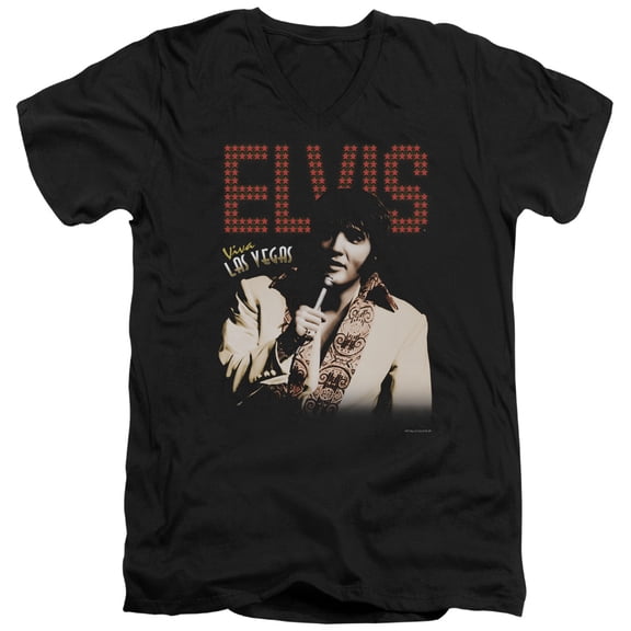 Elvis Presley Viva Star Adult V-Neck T-Shirt Black