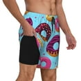 thumbnail image 3 of Picia Donuts pattern Mens Swim Trunks with Compression Liner Stretch Beach Shorts Quick Dry with Zipper Pockets No-Chafing Board Shorts-Medium, 3 of 9