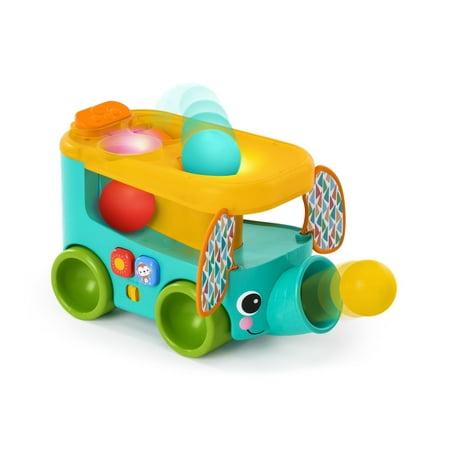 Bright Starts Pop & Roll Safari Bus Ball Play Toy, Elephant, Unisex, Infant