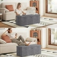 thumbnail image 5 of VECELO Ottoman Bench, Linen Footrest Stool, Storage Seat, Grey 29.99" L Folding Storage Ottoman, 5 of 10