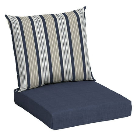 Mainstays 45  x 22.75  Navy Stripe Rectangle Outdoor 2-Piece Deep Seat Cushion