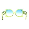 thumbnail image 4 of Womens Oversize Thin Geometric Mod Butterfly Sunglasses Green Blue, 4 of 4