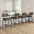 thumbnail image 2 of Bar Stools Set of 2 w/Backrest, 27" Counter Height Bar Stool with Armrest & Footrest, Tall Bar Chairs Thick Cushion & Thickened Metal Legs, for Island, Counter Bar, Kitchen，Rustic Brown, 2 of 9