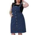 thumbnail image 2 of DARING DIVA Plus Women's Size Denim Button Front Adjustable Strap Skirt 1X Dark Blue, 2 of 6