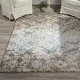 thumbnail image 3 of 5' X 8' Brown Light Blue And Gray Distressed Diamond Area Rug, 3 of 5