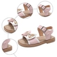 thumbnail image 7 of Girls Flat Sandals Open Toe Cute Bow Lightweight Thick Sole Soft Footbed Buckle Ankle Strap Princess Dress Shoes Pink 13.5 Little Kid, 7 of 7