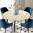 thumbnail image 5 of Elastic Fitted Round Tablecloth, Sage Green Polka Dots Waterproof Stretch Table Cover for 45"-54" Tables, Yellow Watercolor Abstract Art Washable Outdoor Tablecloths for Patio, Picnic, Camping, 5 of 9