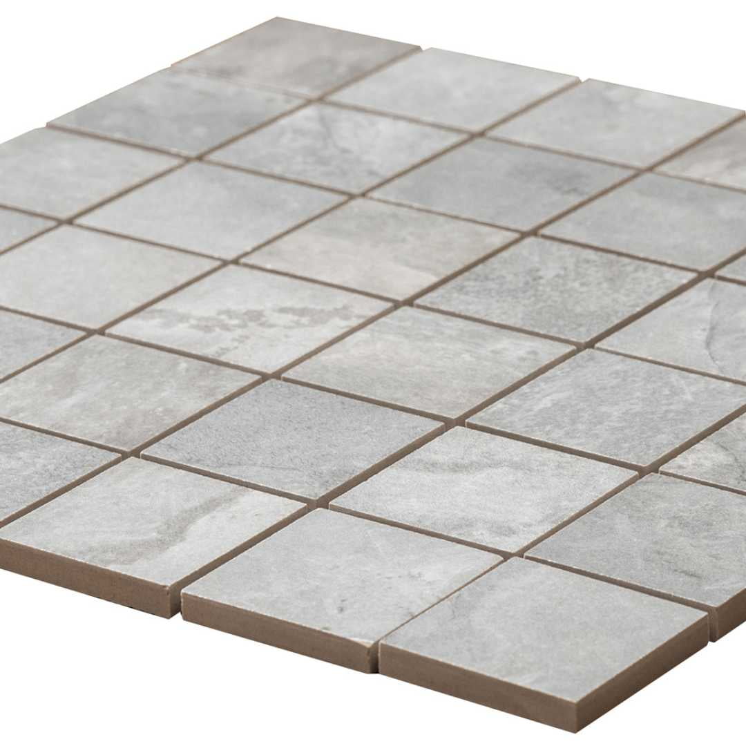 The Tile Life Wells Stone Slate 2" x 2" Gray Porcelain Mosaic Tile, Case of 11