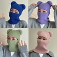 thumbnail image 2 of SIEYIO Adult Neck Guard Hat Knit Cartoon Bear Ear Shape Eye Exposed Hat Casual Wear, 2 of 19