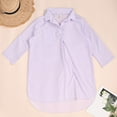 thumbnail image 2 of Women's 3/4 Sleeve V Neck Cover Up Shirt Dress Sheer Mesh Breathable Mini Dress for Beach Travel Purple L, 2 of 4