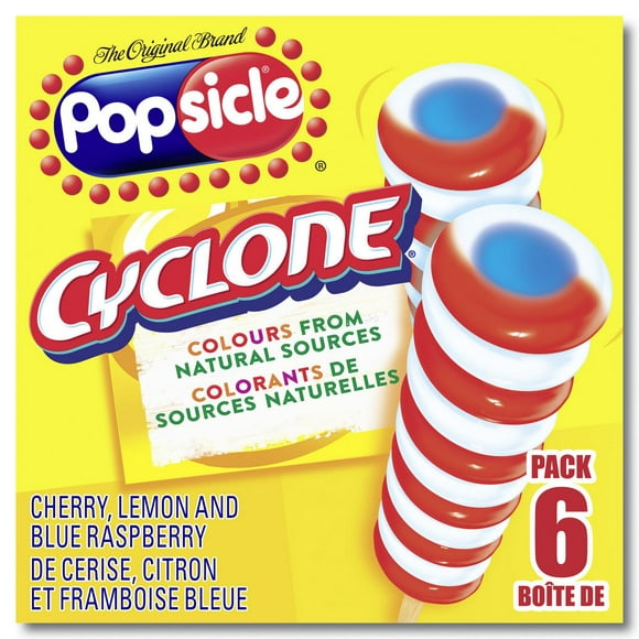 Popsicle Cyclone Ice Pops Cherry, Lemon & Blue Raspberry, 6 x 80 ml