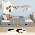 thumbnail image 2 of Miniyam Twin Bed with Storage Drawers, Guardrails, Footboard Shelf & Side Hooks for Kid, Gray, 2 of 7