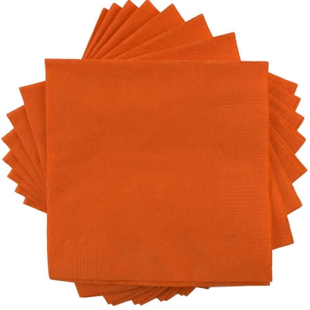 JAM Paper Small Beverage Napkins, 5 x 5, Orange, 40/Pack