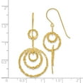 thumbnail image 3 of Real 14kt Yellow Gold Textured Dangle Circle Earrings; for Adults and Teens; for Women and Men, 3 of 3