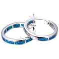 thumbnail image 4 of ESTONE 925 Silver Plated Blue Opal Huggie Hoop Earrings Hypoallergenic for Women, 4 of 8