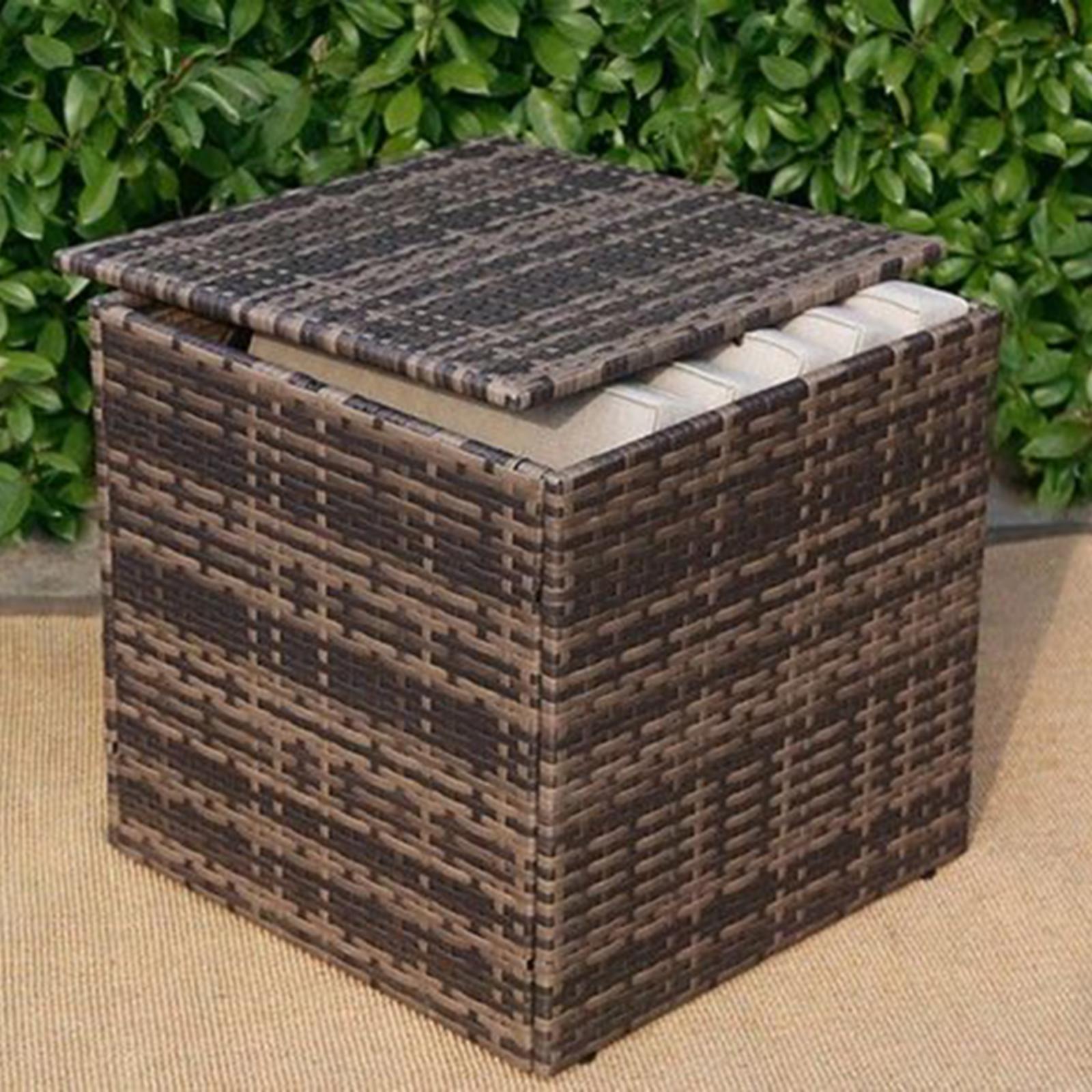 Baner Garden A105 Outdoor Glass Rattan Garden Square Coffee Table with Storage Compartment - image 2 of 2
